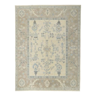 Modern Vintage Style Oushak Rug - 8'10 X 11'08 For Sale