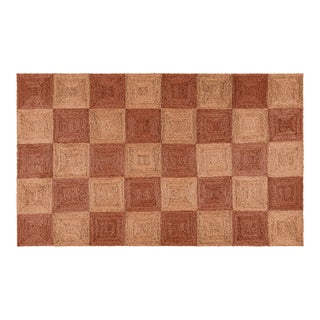Part & Parcel Goods Jute Block Rug, 10'x14', Topaz and Bisque For Sale
