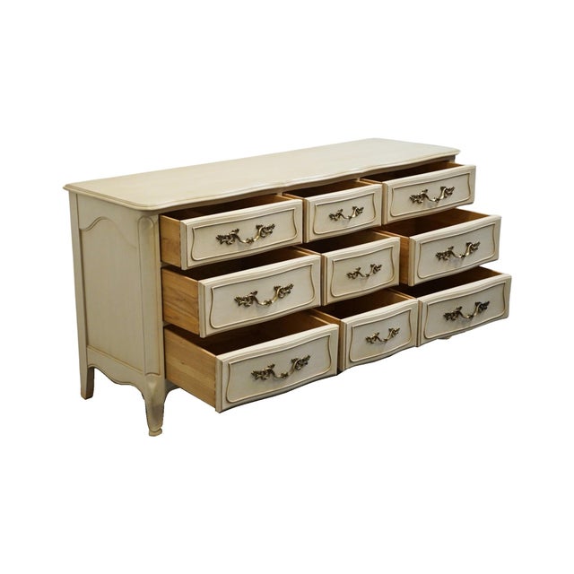 Late 20th Century Davis Cabinet Co. Cream / Off White French Provincial 62" Triple Dresser For Sale In Kansas City - Image 6 of 12