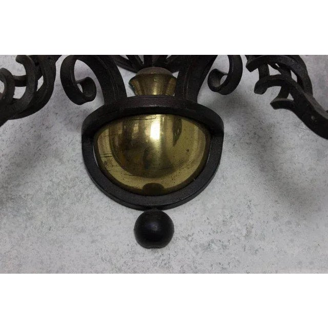 Pair of French 1940s Iron and Brass Sconces For Sale In New York - Image 6 of 10