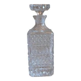1940s Square Cut Crystal Decanter For Sale