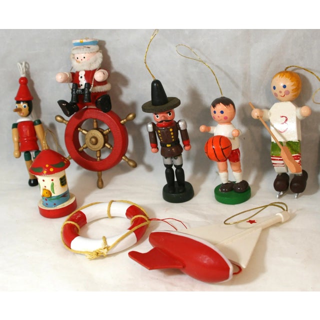 Vintage 1960s 14 Wooden Handcrafted Hanging Christmas Ornaments For Sale - Image 16 of 17