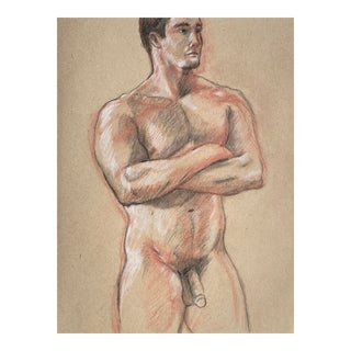 Ron Yrabedra Standing Male Nude Drawing For Sale