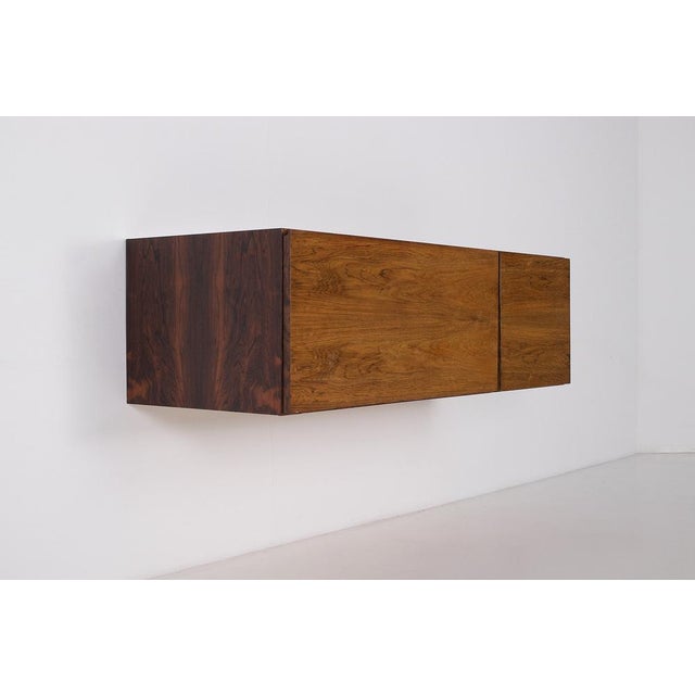 1960s Small Vintage Wall-Mounted Sideboard in Rosewood, 1960s For Sale - Image 5 of 12