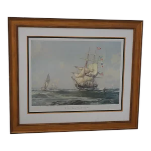 Maritime Heritage Artist Signed Boston Tall Ship Print