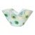 Vintage Fratelli Toso Murano Opalescent White Green Aventurine Spots Italian Art Glass Cut Rim Bowl For Sale