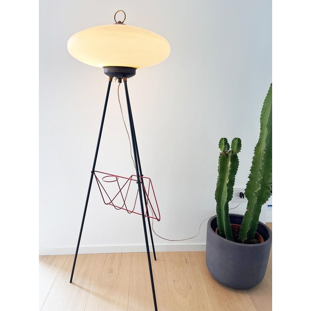 Vintage Floor Lamp with Magazine Rack, 1950s For Sale - Image 6 of 11