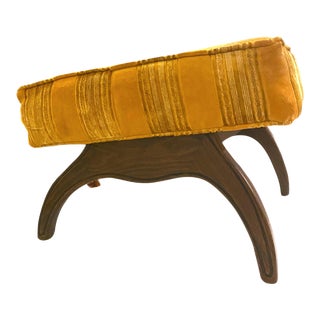 Vintage Mid-Century Modern Walnut Footstool Ottoman For Sale