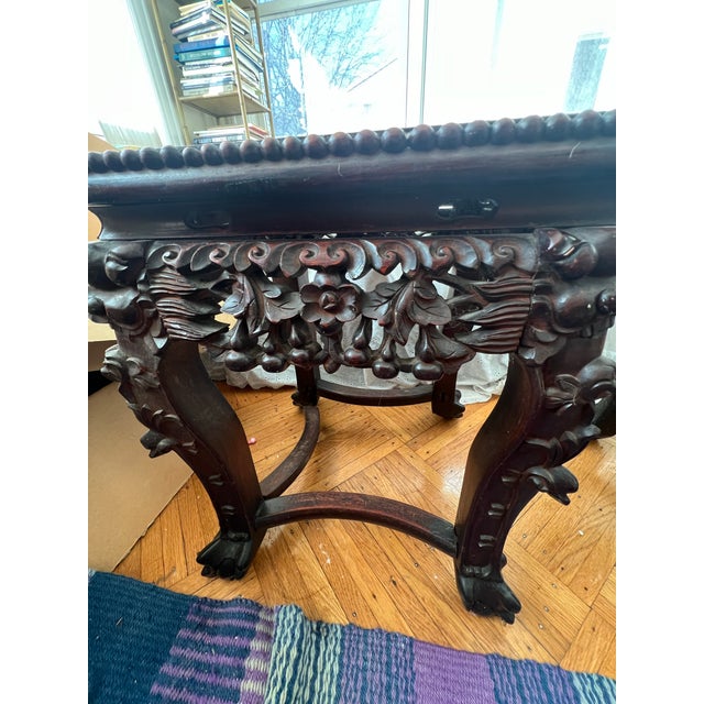 Asian Antique Late 19th Century Chinese Rosewood Carved Plant Stand or Side Table For Sale - Image 3 of 12