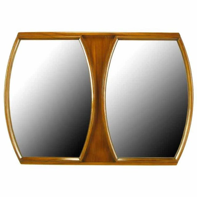 Wood Modern Walnut Double Barrel Mirror For Sale - Image 7 of 7