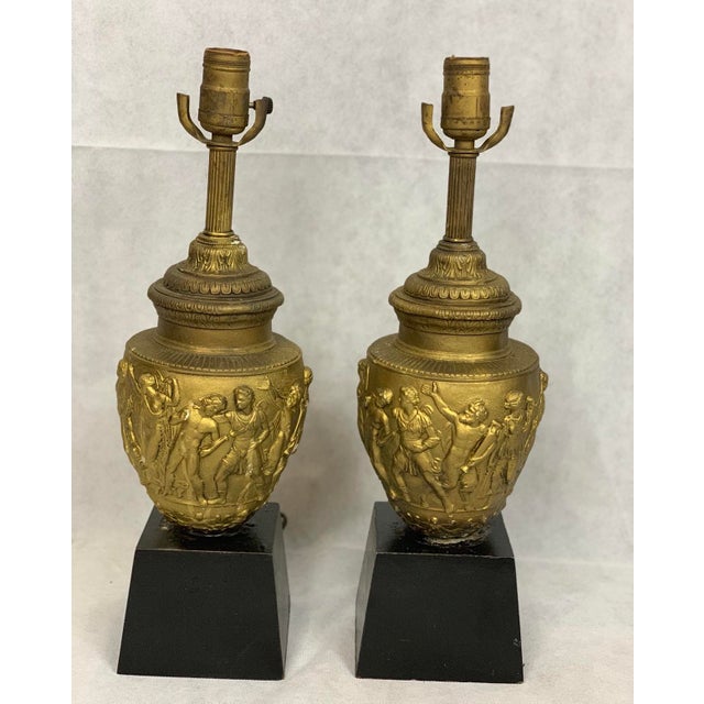 Vintage Gold Ceramic Grecian Roman Vase Lamps a Pair Chairish