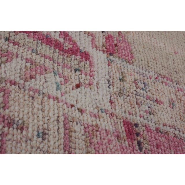 Dark Pink 1960s Distressed Human Pictorial Kurdish Runner Rug For Sale - Image 8 of 13