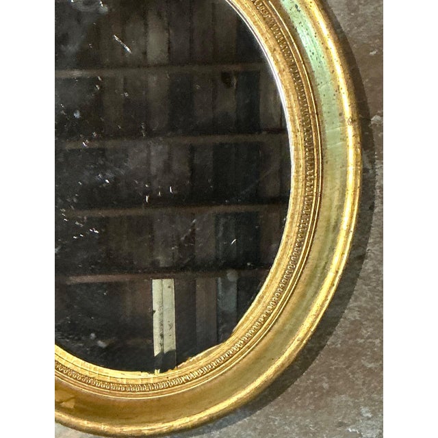 Vintage Gilt Oval Wall Mirror For Sale - Image 4 of 12