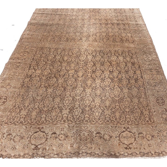 Brown 1900s Persian Malayer Floral Design Handmade Wool Rug For Sale - Image 8 of 8