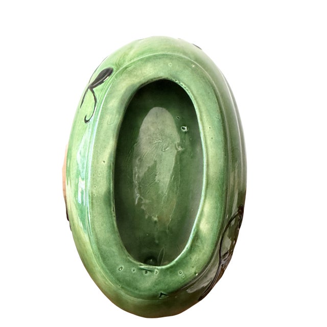 Vintage Hand-Painted Ceramic Watermelon Basket Serving Bowl For Sale - Image 9 of 9
