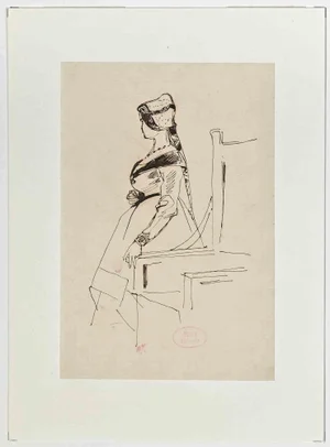 Eugène Giraud, Profile of Woman, Original Drawing on Paper, Late 19th-Century