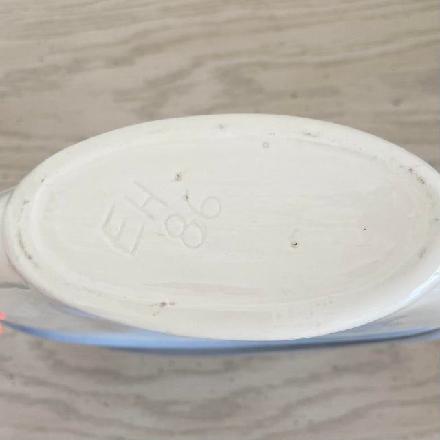 Ceramic Vintage 1980s Postmodern Round Flat Art Deco Style Ceramic Vase (Signed) For Sale - Image 7 of 13