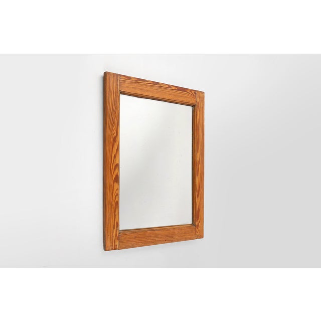 Wood French Mirror with Warm Pine Wood Frame, 1900s For Sale - Image 7 of 11