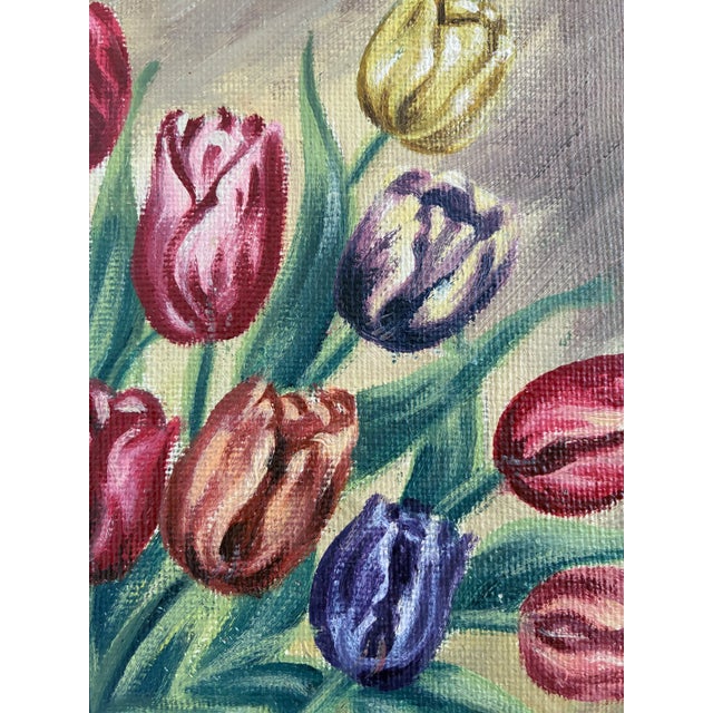 Vintage Original Flower Oil Painting, Floral Still Life Wall Art For Sale - Image 4 of 11