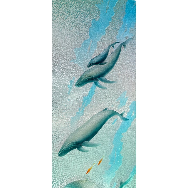 Contemporary Pair of Etched Glass Ocean-Themed Doors For Sale - Image 3 of 11