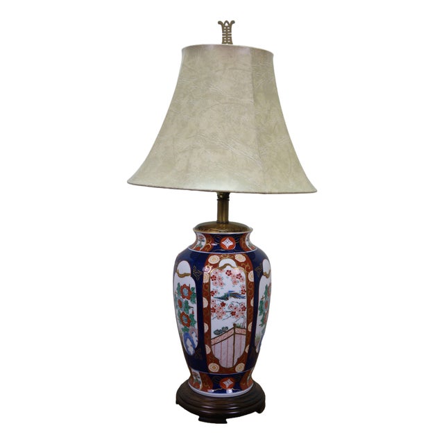 Late 20th Century Frederick Cooper Japanese Imari Porcelain Mantel Vase Urn Table Lamp 34" For Sale