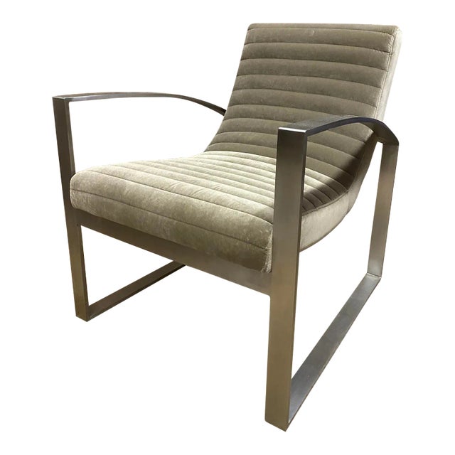 Lounge Chair Velvet Channel Tufting For Sale