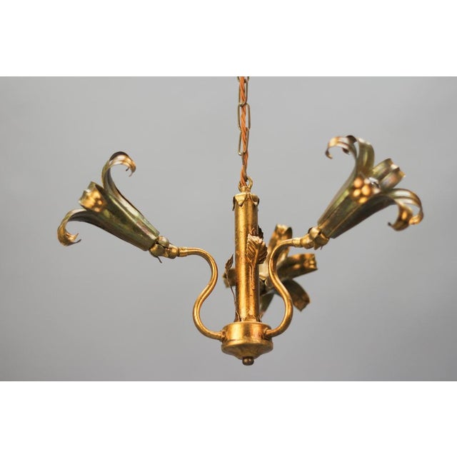 Gilt Metal Three-Light Chandelier by Hans Kögl, 1970s For Sale - Image 10 of 18