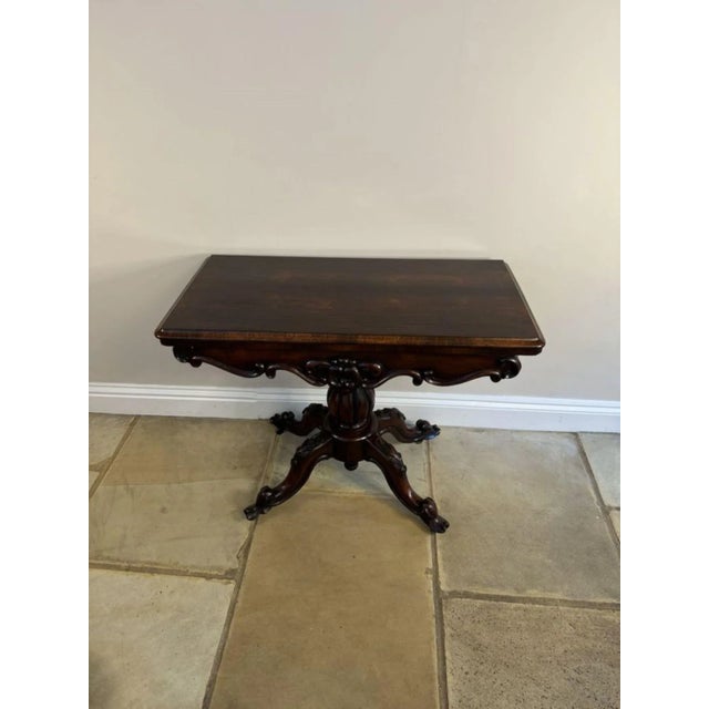 Victorian Carved Rosewood Card Table, 1850s For Sale - Image 3 of 9