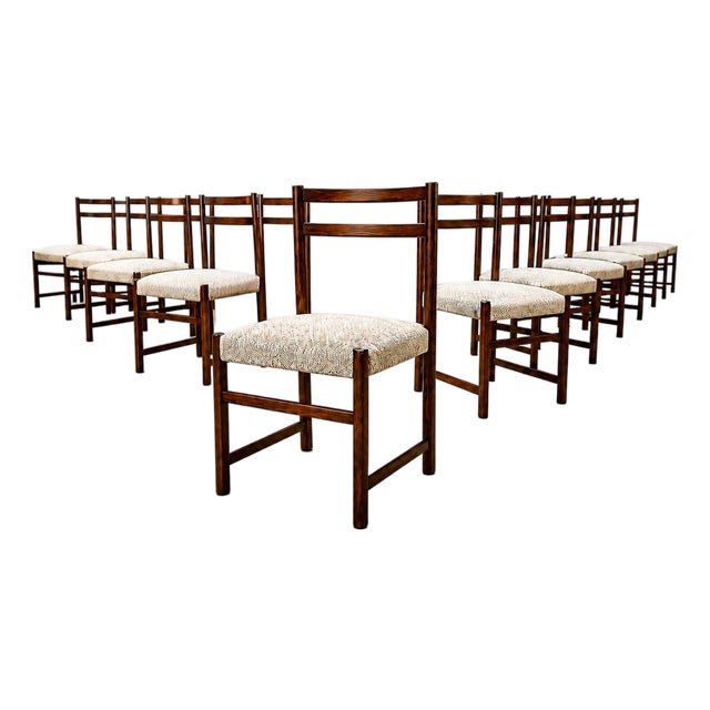 Monumental Set of Twelve Brazilian Modern Rosewood Dining Chairs by Celina Brazil, 1960s For Sale
