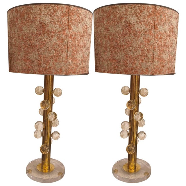 Murano Glass Ball Table Lamps, 1970s, Set of 2 For Sale - Image 4 of 4