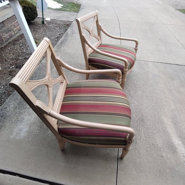 Wood Lounge Armchairs (Set of 2) • Neoclassical French-Style Bergère • by Bernhardt For Sale - Image 7 of 16