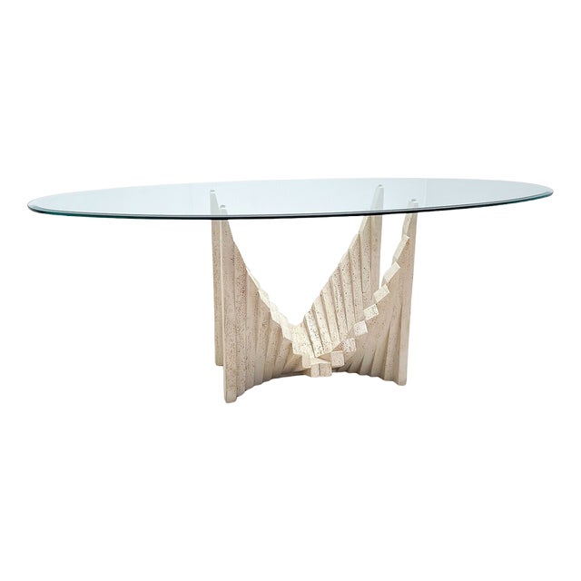 Vintage Travertine Dining Table For Sale