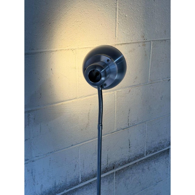 Brushed Steel Floor Lamp With Adjustable Shade Mid-Century Modern 1970s For Sale In Los Angeles - Image 6 of 10