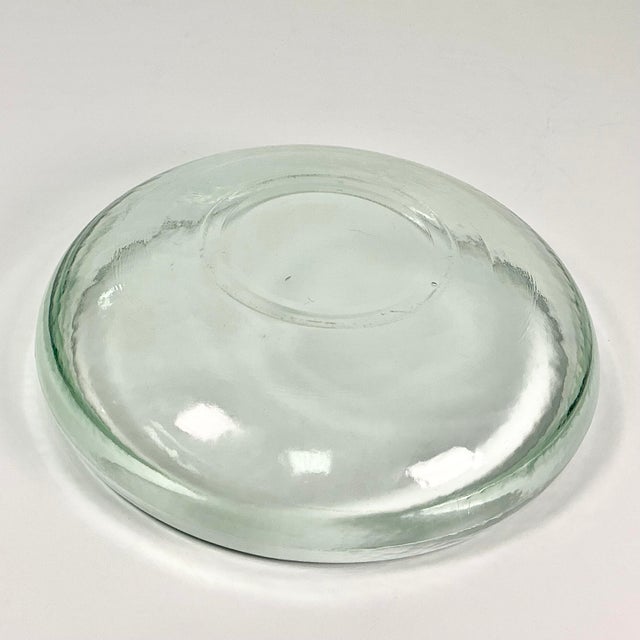 1980s Vintage Boho Chic Mexican Handblown Green Glass Serving Bowl For Sale - Image 6 of 7