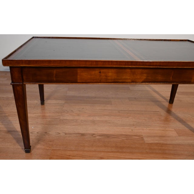 1930s English Regency Mahogany & Green Leather Top Coffee Table For Sale - Image 11 of 16