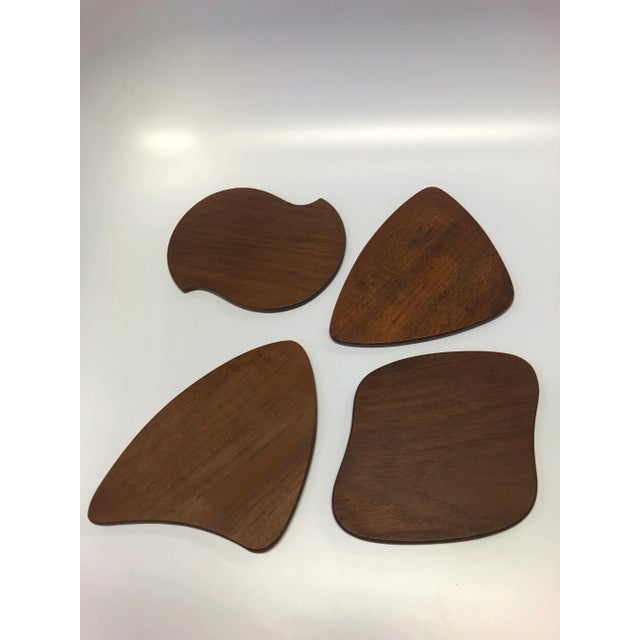 Mid-Century Modern 1960s Danish Teak Appetizer Plates - Set of 8 For Sale - Image 3 of 11