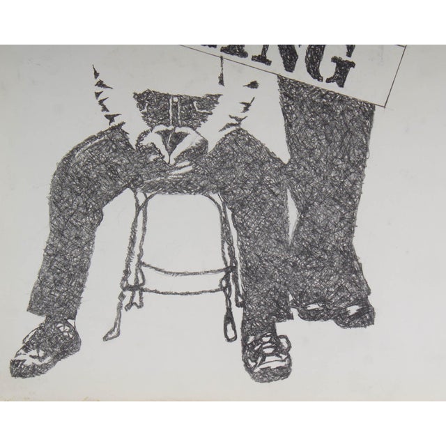 Late 20th Century “George N’ Frank Coming” Graphite Drawing Signed by James Spencer Russell For Sale - Image 5 of 7