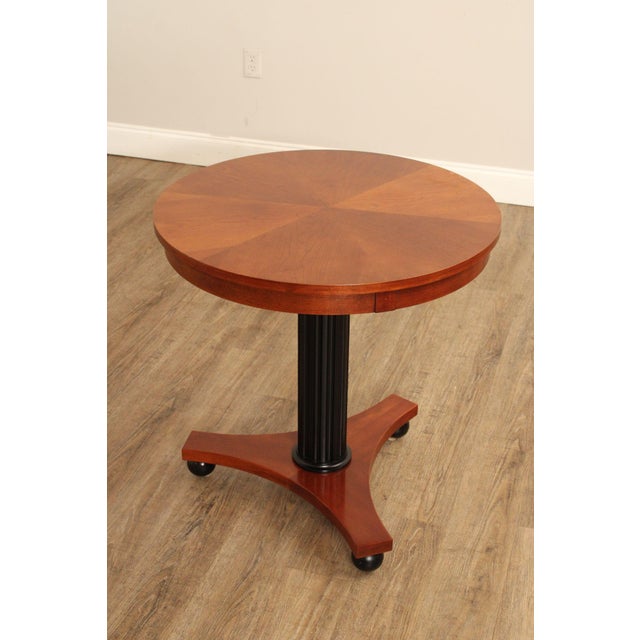 Ethan Allen Medallion Collection Round Cherry Pedestal Side Table For Sale - Image 14 of 18