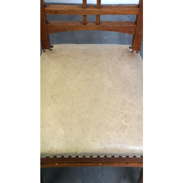 Antique Art Nouveau Style Dining Chairs with Light Skai Leather Upholstery, Set of 4 For Sale - Image 9 of 14