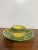 Vintage Mexican Pottery Chip & Dip Serving Set Hand Painted Yellow Green 2Pc For Sale - Image 4 of 14