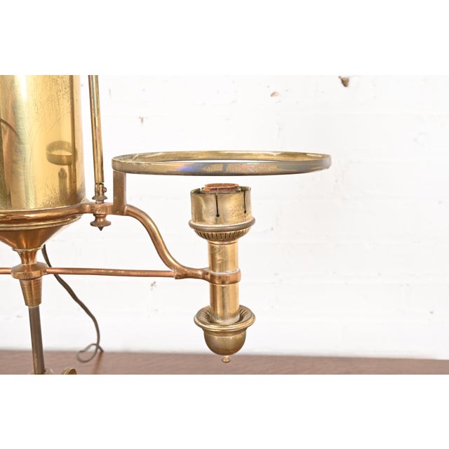 Metal Antique Tiffany Studios Style Brass Double Arm Student Lamp, Circa 1910 For Sale - Image 7 of 12