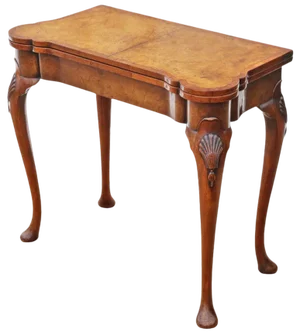Antique Georgian Revival Burr Walnut Folding Card or Tea Table, 1920s