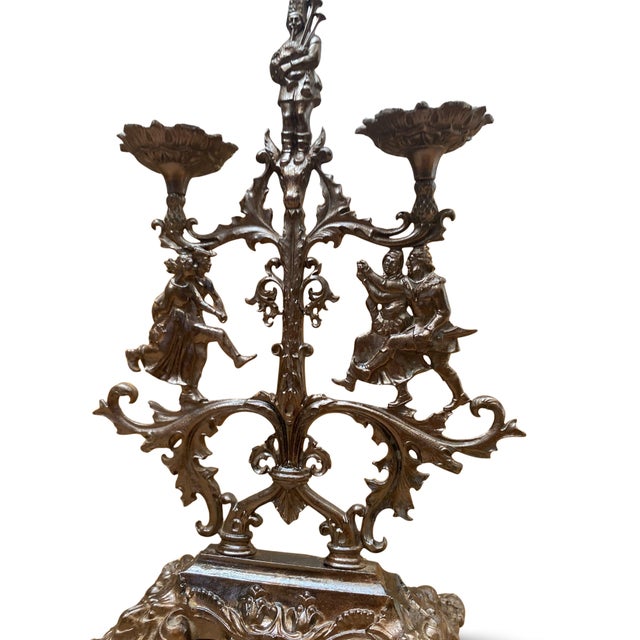 Metal Gothic Revival Patinated Wrought Iron Candelabra, 19th Century For Sale - Image 7 of 17