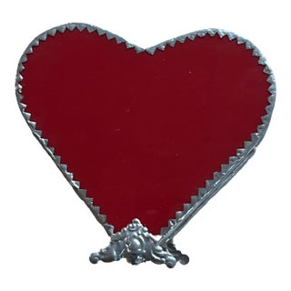 Vintage Red Heart Stained Glass Vase For Sale