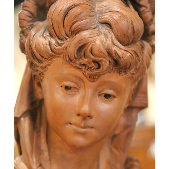 Late 19th Century 19th Century French Terracotta Bust of a Young Woman Signed Adolphe Lavergne For Sale - Image 5 of 9