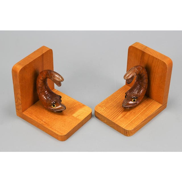Hand Carved Sturgeons Wooden Bookends, Germany, 1970s, Set of 2 For Sale - Image 11 of 18