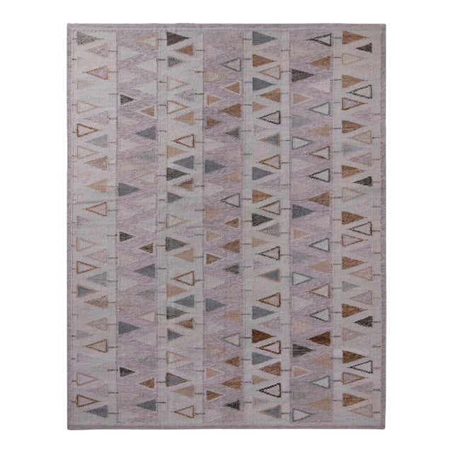 Rug & Kilim’s Scandinavian Geometric Purple & Blue Outdoor Rug - 9'x12' For Sale