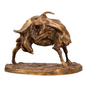 Patinated Bronze Early 20th Century Sculpture of Goat by Italian Sculptor Ernesto Bazzaro