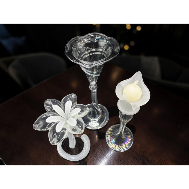 Vintage Blown Glass Candlesticks, 1950s, Set of 3 For Sale - Image 4 of 12