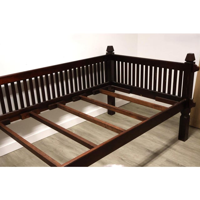 20th Century Thai Hardwood Daybed With Slatted Gallery, Cushion & Bolsters For Sale - Image 9 of 9